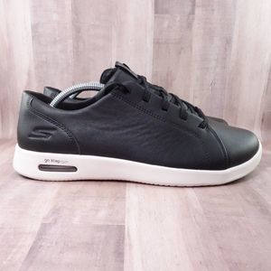 Skechers Go Step Air Fun Womens Size 8 Black Leather Sneakers Lace Up EUC 136294